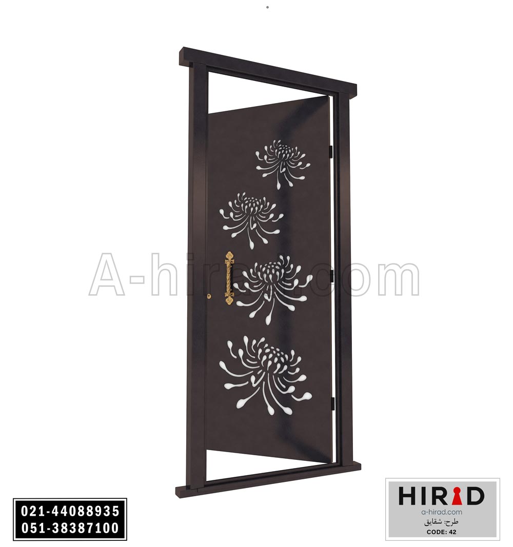 درب فلزی لیزری تک لنگه مدل شقایق کد 1042 عرض 108 ارتفاع 223 